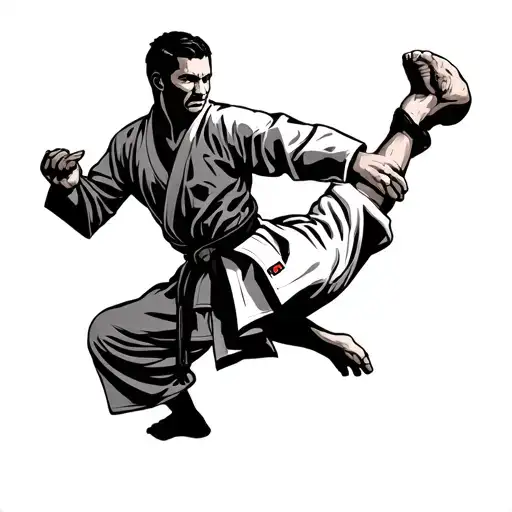 Karate Guy Sending Someone Flying With A Side Kick