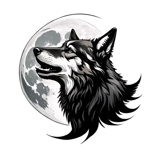 Wolf Howling Moon