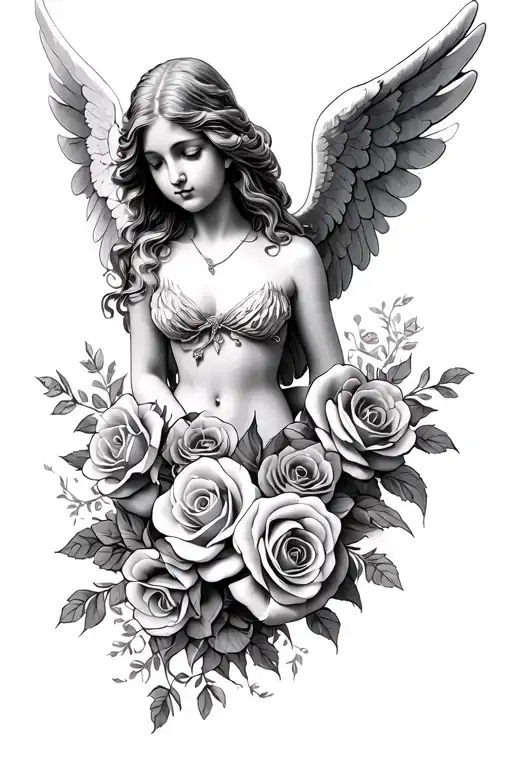 Angel And Roses Wrapped
