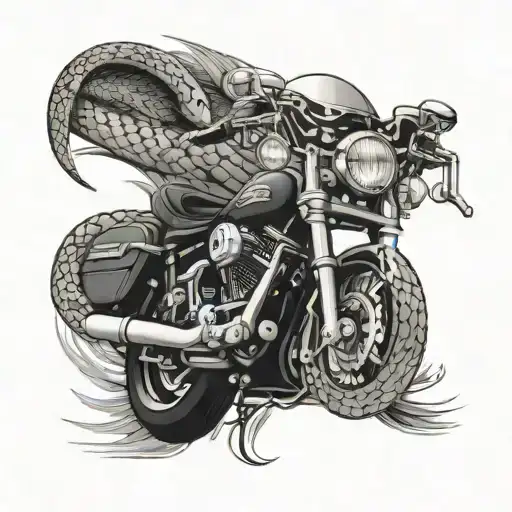 Design A Tattoo Featuring A Harley-davidson Logo Intertwined With A Snake