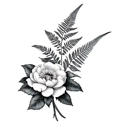 Peony Wild Rose Red Throat Hollyhock Fern