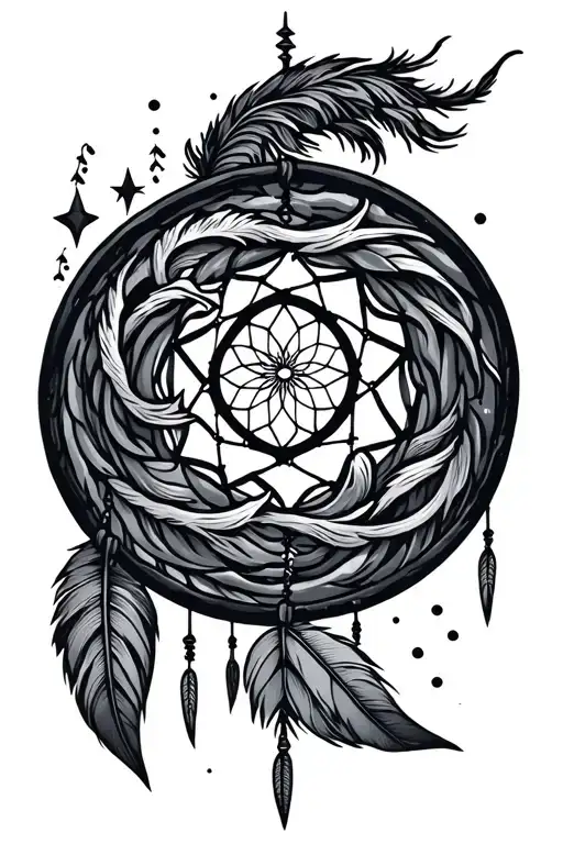 Dream Catcher With A Wave And A Star In The Circle