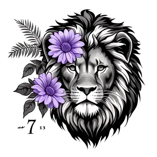 Lion Face Palm Tree Wood Violet Flower American Flag 715 Chrysanthemum