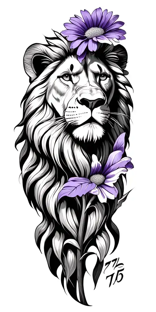 Lion Face Palm Tree Wood Violet Flower American Flag 715 Chrysanthemum