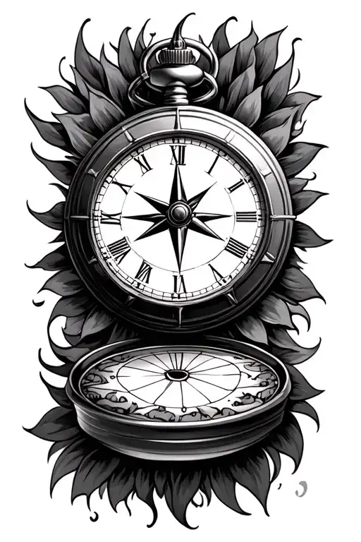 Wind Rose With Pocket Watch