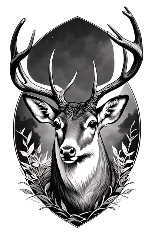 A Deer Head Tattoo Design