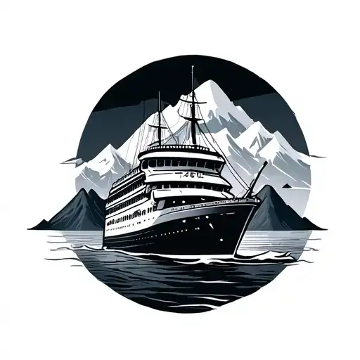 Basic Cruise Ship Sailing Mountains Small