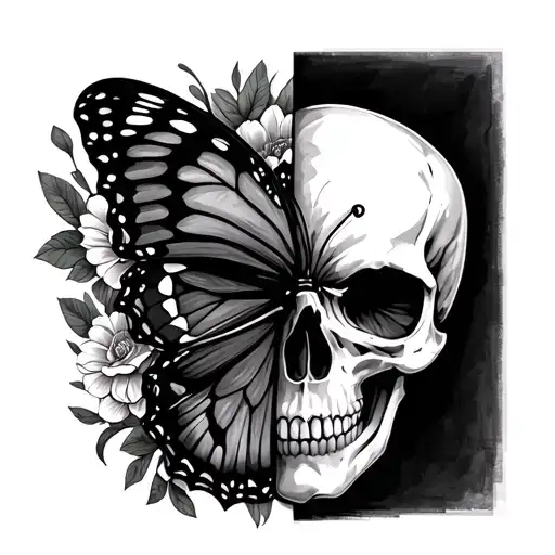 Half Butterfly Half Skull