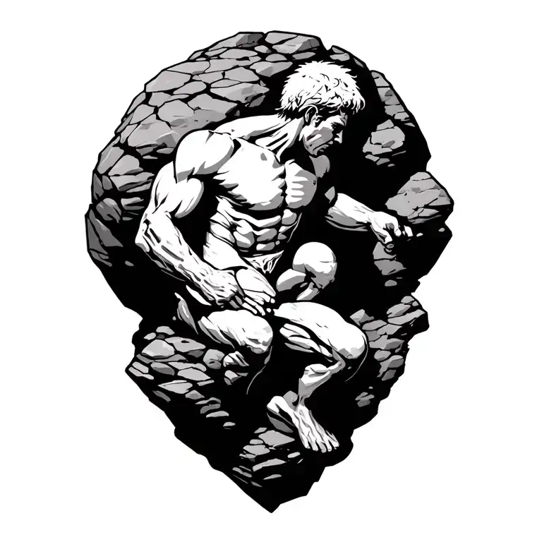 Sisyphus Pushing A Rock