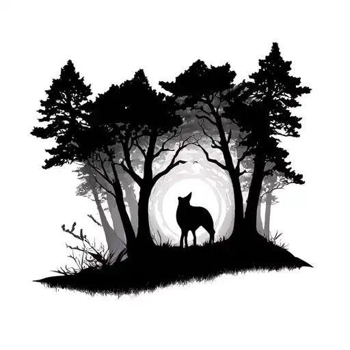 Twilight Forest Scene With A Hidden