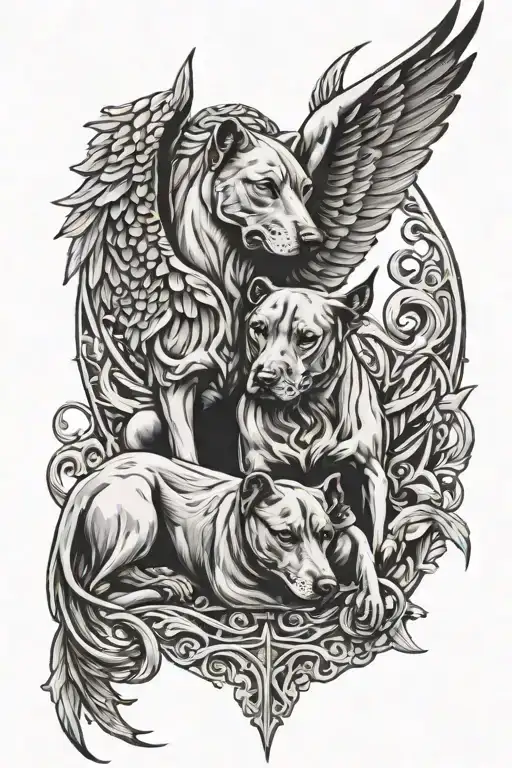 Two Ridgeback With Wings Of Angels Features Several Nordic Mythology