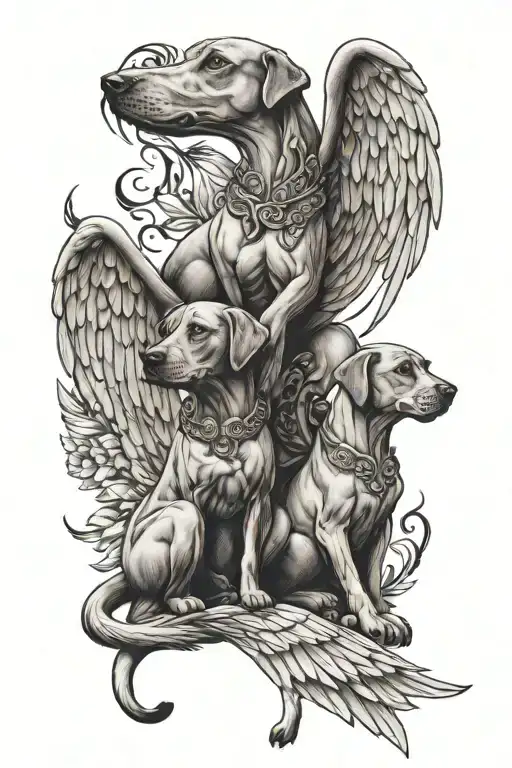 Two Ridgeback With Wings Of Angels Features Several Nordic Mythology