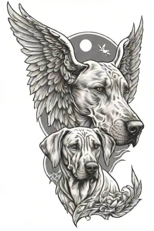 Two Rhodesian Ridgeback With Wings Of Angels Features Several Nordic Mythology