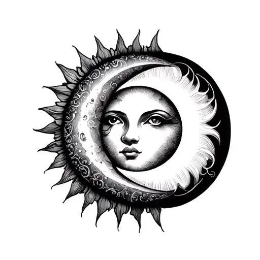 Sun And Moon Touch Of Life Intertwined