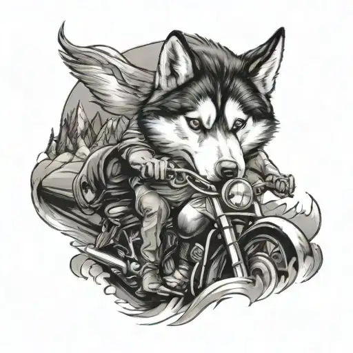 A Husky Riding A Motorcycle Through A Mountain Pass
