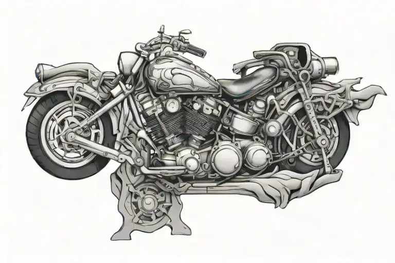 A Creative Design Of A Motorcycle Engine Morphing Into A Mountain Range