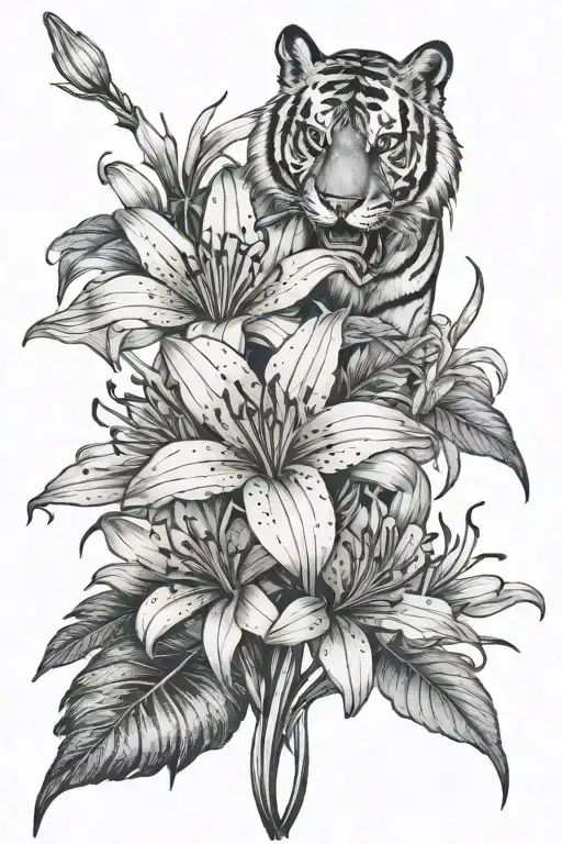 Spider Lily Flower And Tiger