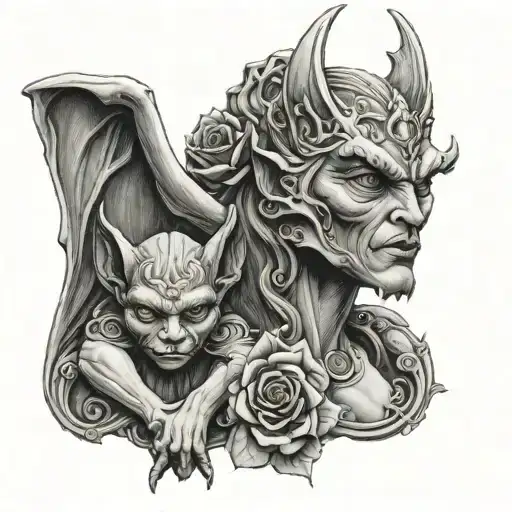Mother Gargoyle And Daughter