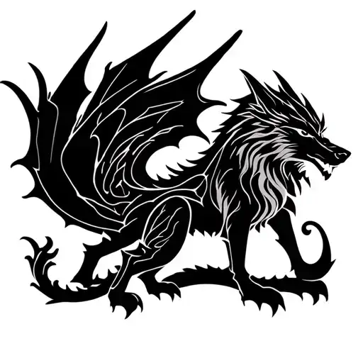 Dragon And Wolf Silhouette
