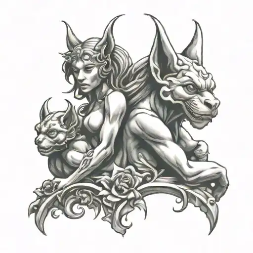 Gargoyle Mother And Gargoyle Daughter