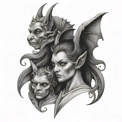 Gargoyle Mother And Gargoyle Daughter