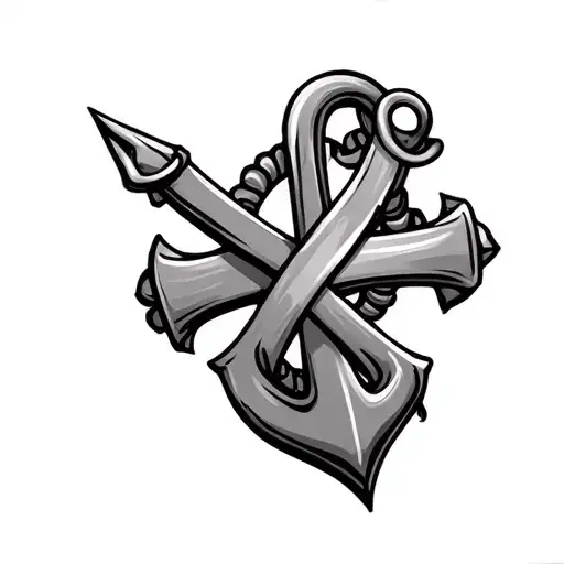 Anchor With Catholic Cross Made With Cancer Ribbon Intertwined