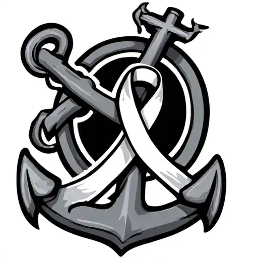 Anchor With Cross Made With Cancer Ribbon