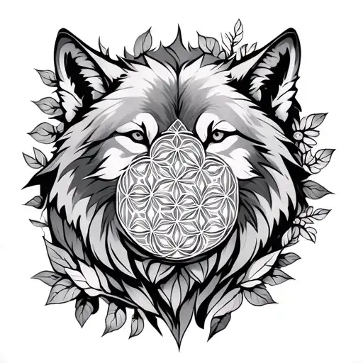 Half Wolf Flower Of Life