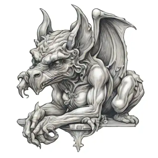 Mother Gargoyle Holding Daughter Gargoyle