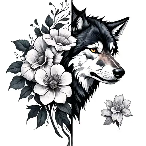Half Wolf Half Flower