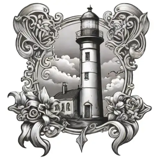 Lighthouse With Fleur De Lis Symbol Incorporated