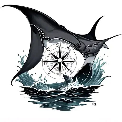 Manta Ray & Compass Rose