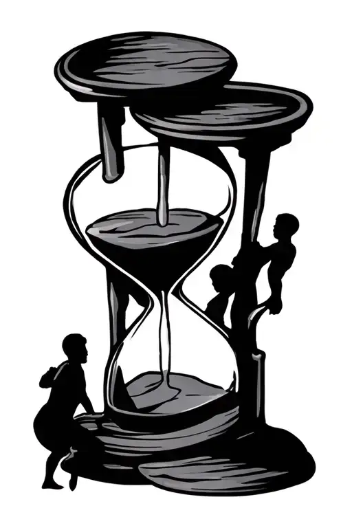 Hourglass With Father And Two Sons