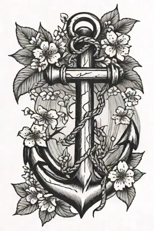 Anchor With Cherry Blossom Tree