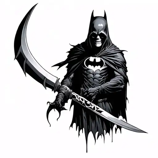 Grim Reaper With Batman Symbol As The Blade Of Scythe