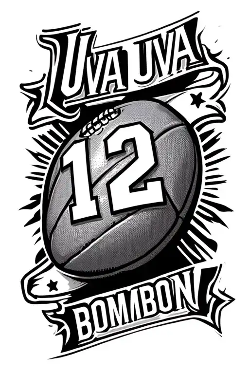 Football With The Phrase 'Uva Uva Bombon' And The Number '12'