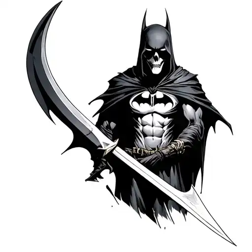 Grim Reaper With Batman Symbol As The Blade Of The Scythe
