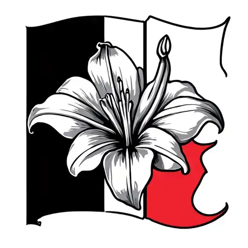 French Flag With A Lily Flower