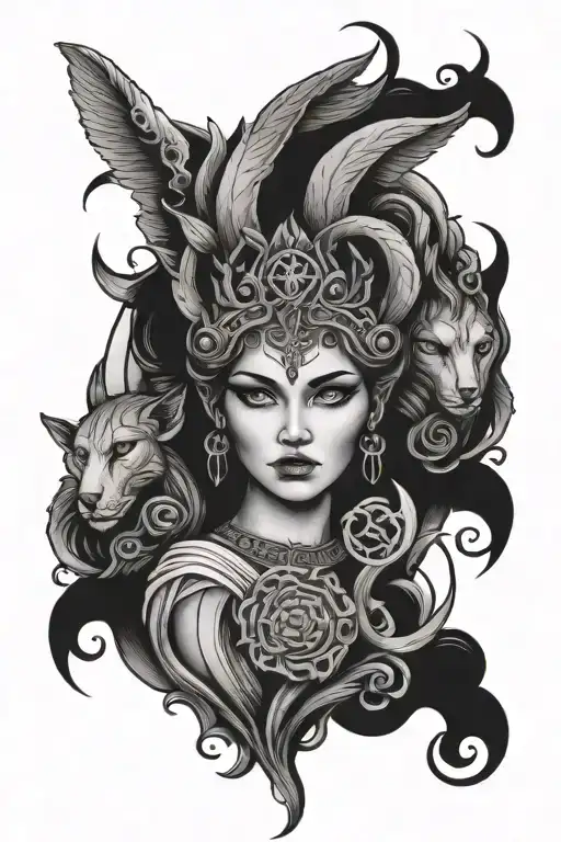 Hecate Goddess With 3 Faces
