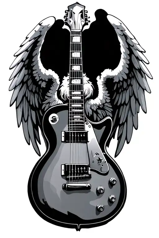 Guitar With Angel Wings Surrounded