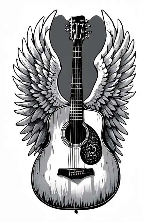 Classical Guitar With Angel Wings Wrapped