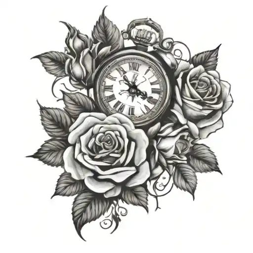 Roses With A Clock