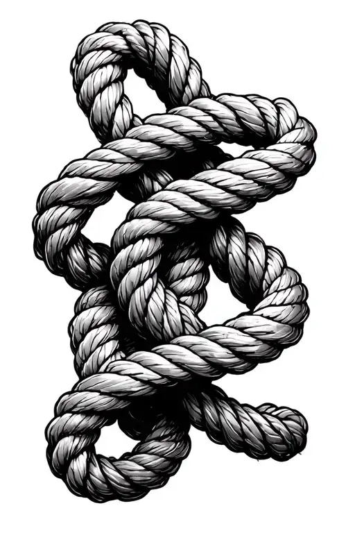 A Rope With Knots That Fades Into A Single Line Abstract Drawing