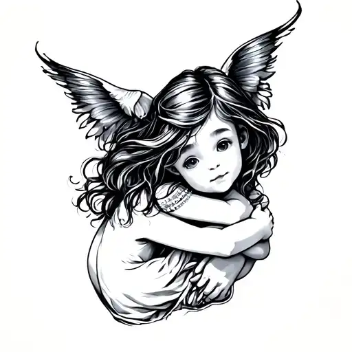 Little Girl Hugging Herself