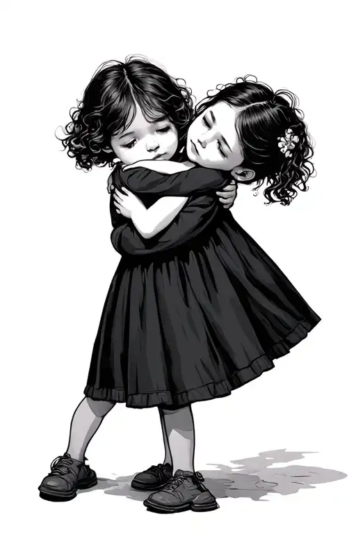 Little Girl Hugging Herself