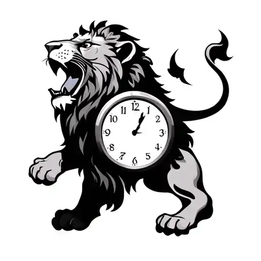 Lion With Clock In Its Mouth Open