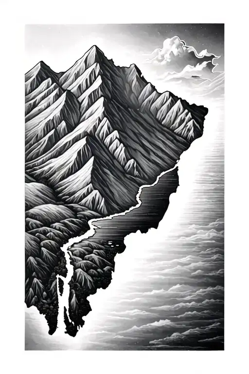 Mountain Ranges And A River Merging With Map Of Brazil