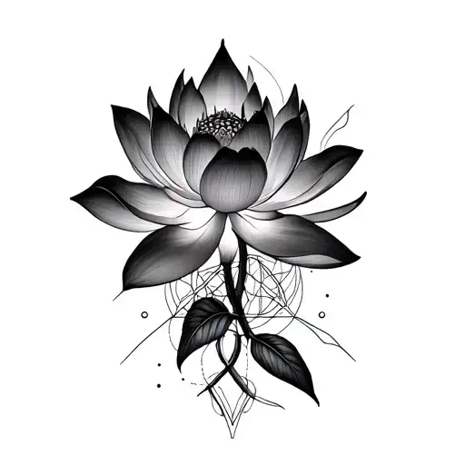 Lotus Flower Intertwined With Sacred Geometry And Cosmic Patterns