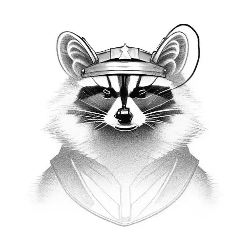 A Racoon With Military Helmet And A Gun