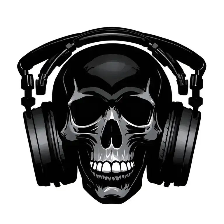 Skull Wearing Headphones